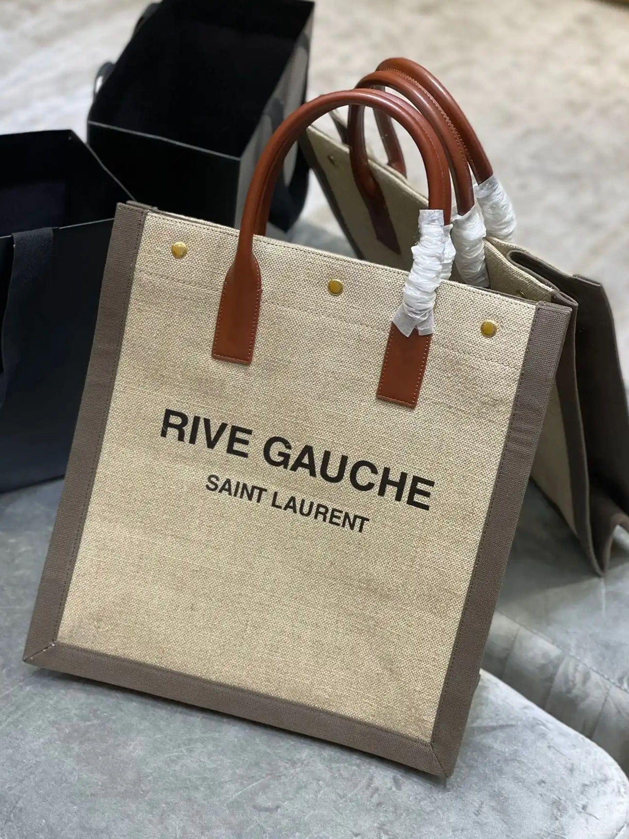 Tony Luxuries IN YSL AND RIVE COTTON SHOPPING N GAUCHE BAG S LINEN 0528